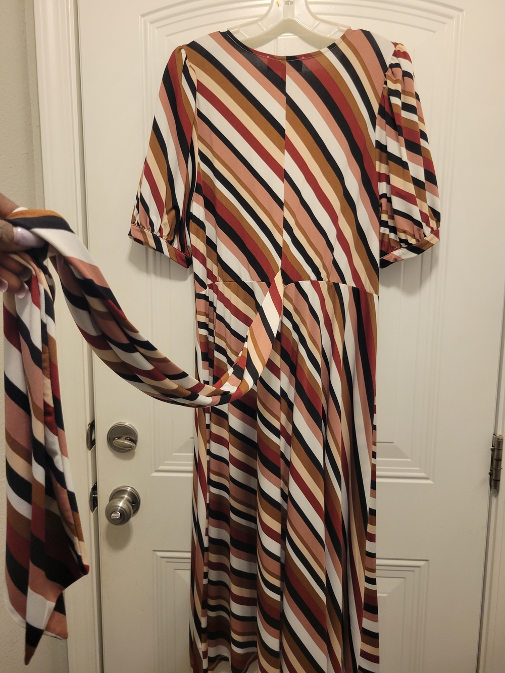 🎰Eloquii Diagonal Striped Faux Wrap Dress - Picture 4 of 7